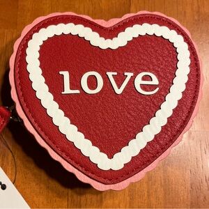 LC Lauren Conrad Heart-Shaped Red and Pink Love Coin Pouch